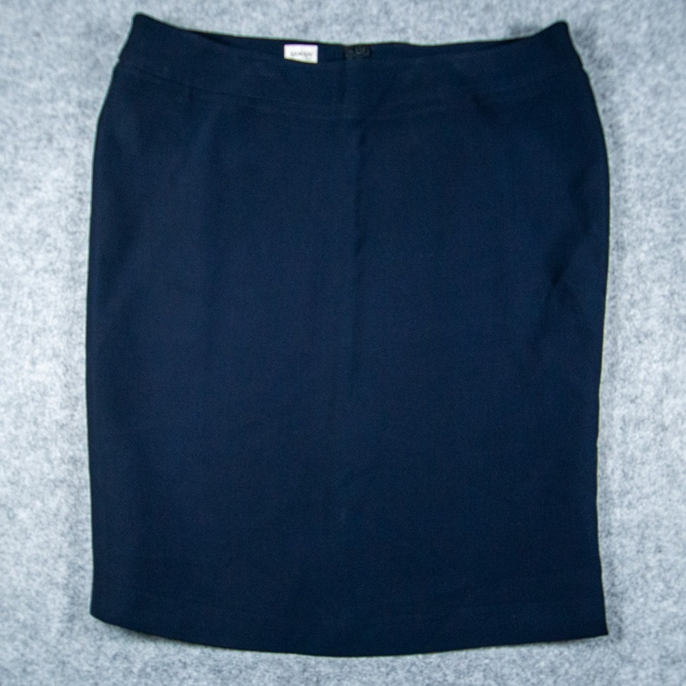 Armani Collezioni Navy Blue Pencil Skirt Sz 14 Made In Italy Wool Career